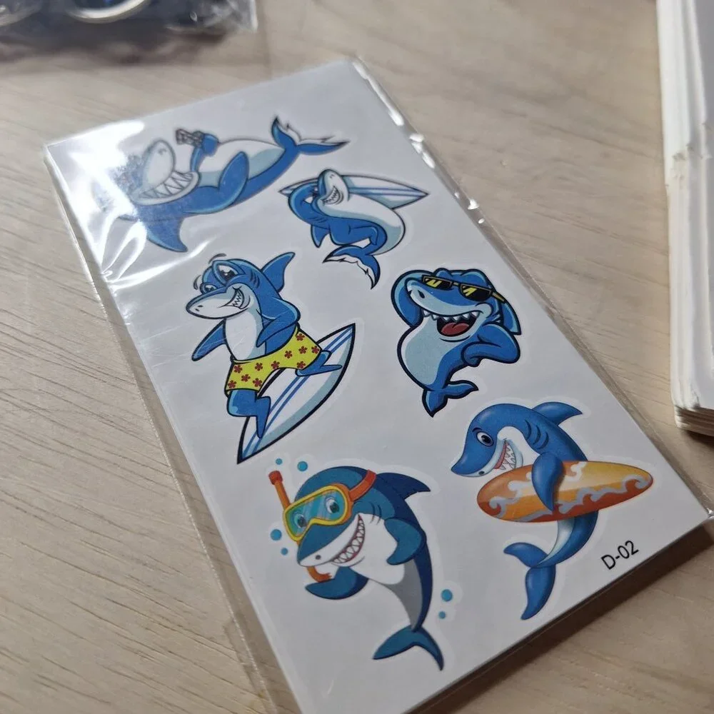 Shark Kids Party Favor Set Keychains Boxes Tattoos‎ Toy Whale Sea Life Animals